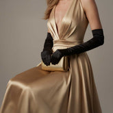 Black Long Opera Satin Gloves for Gala, Black Tie and Formal Events